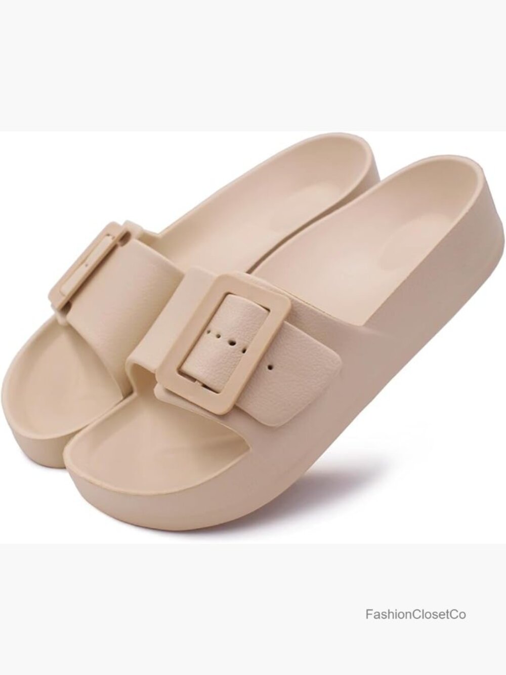 Women's Arch Support Slide Sandals Adjustable Buckle Platform Cloud Slides